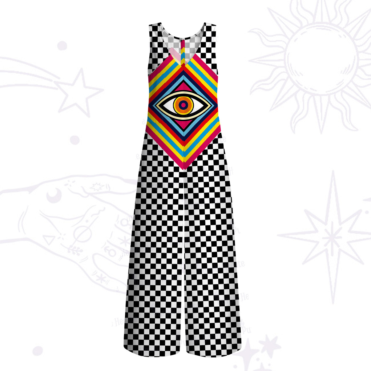 Purplehecate Eye of Illusion Wide Leg Jumpsuit
