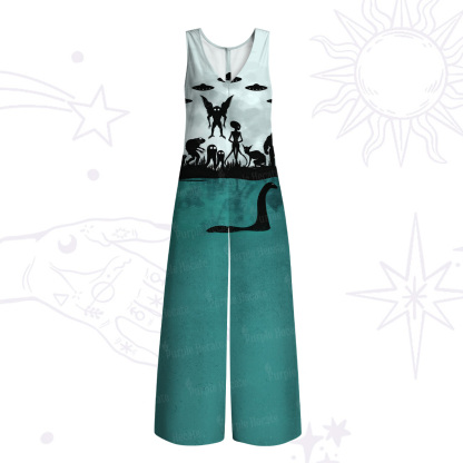 Purplehecate Alien Lake Monster Encounter Wide Leg Jumpsuit