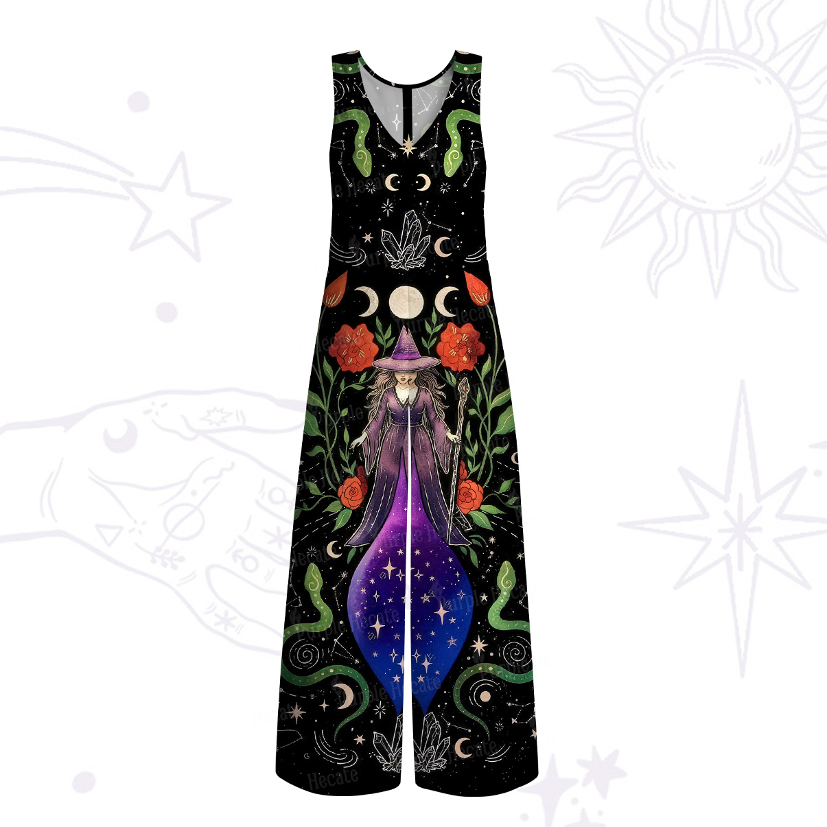 Purplehecate Moon Witch Garden Wide Leg Jumpsuit
