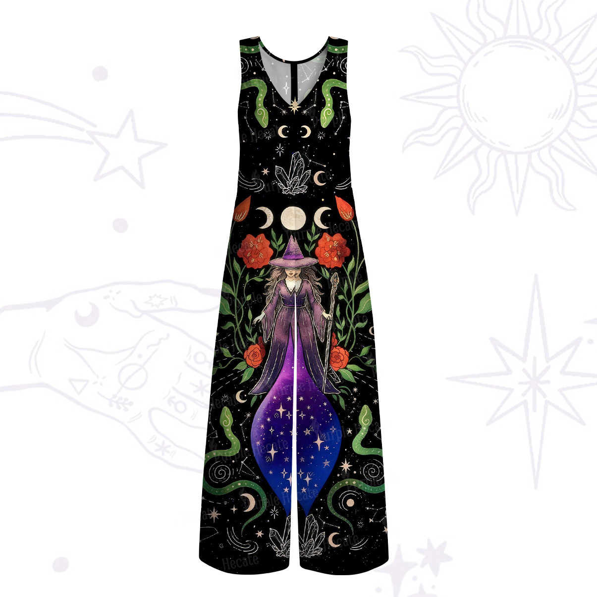 Purplehecate Moon Witch Garden Wide Leg Jumpsuit