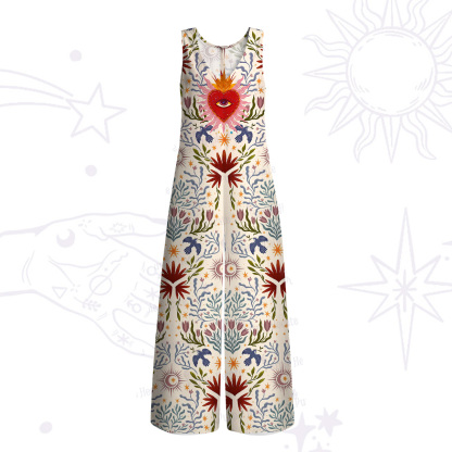 Purplehecate Sacred Flame Heart Wide Leg Jumpsuit