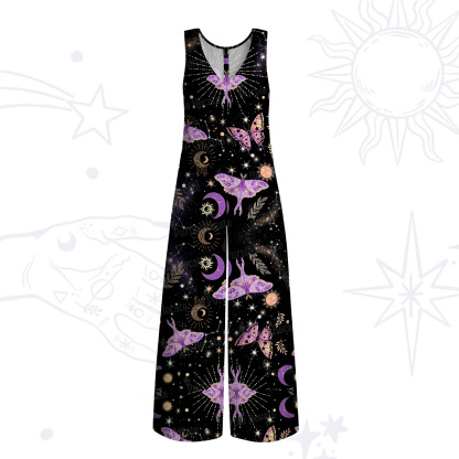 Purplehecate Starry Night Lunar Moth Wide Leg Jumpsuit