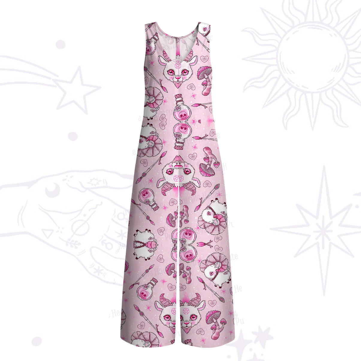Purplehecate Pastel Occult Goat Wide Leg Jumpsuit