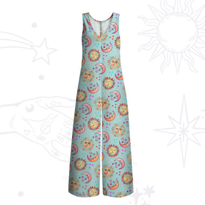 Purplehecate Dancing Suns and Lunar Dreams Wide Leg Jumpsuit