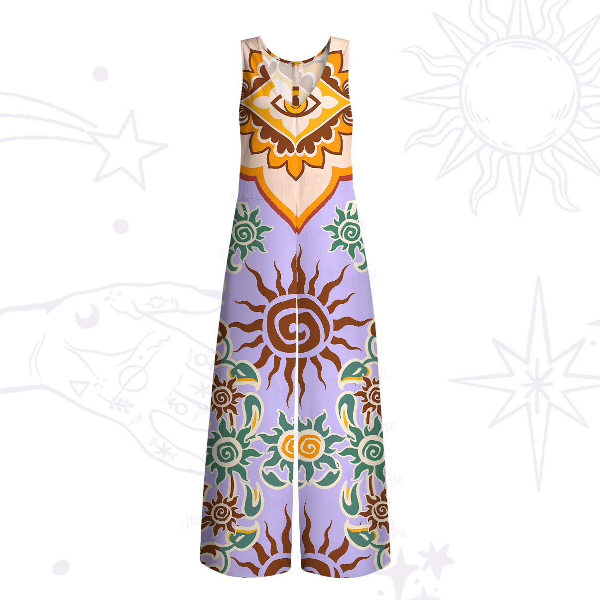 Purplehecate Solar Whispers Witch Wide Leg Jumpsuit