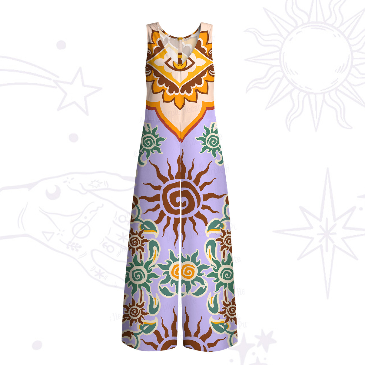 Purplehecate Solar Whispers Witch Wide Leg Jumpsuit