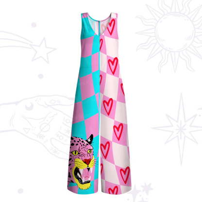 Purplehecate Savage Leopard Evil Eye Wide Leg Jumpsuit