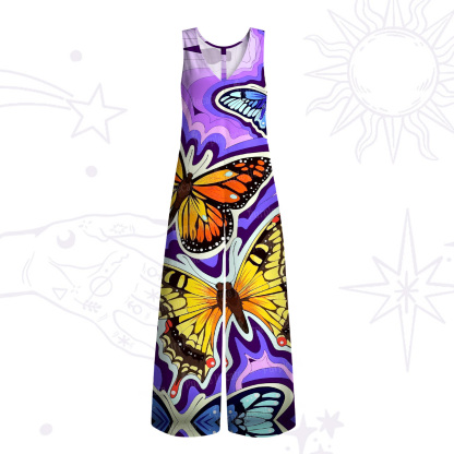 Purplehecate Psychedelic Butterfly Wide Leg Jumpsuit