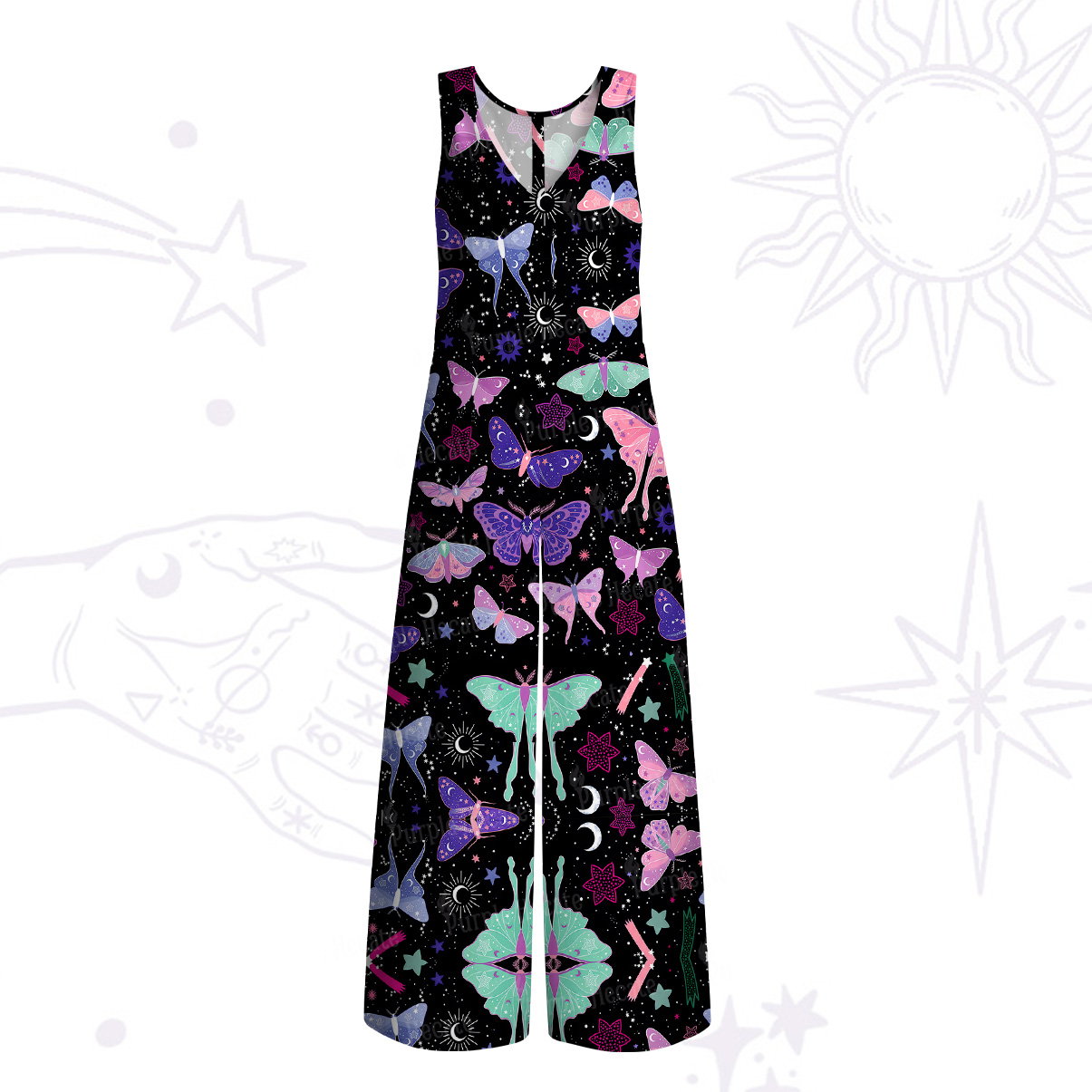Purplehecate Midnight Moth Wide Leg Jumpsuit