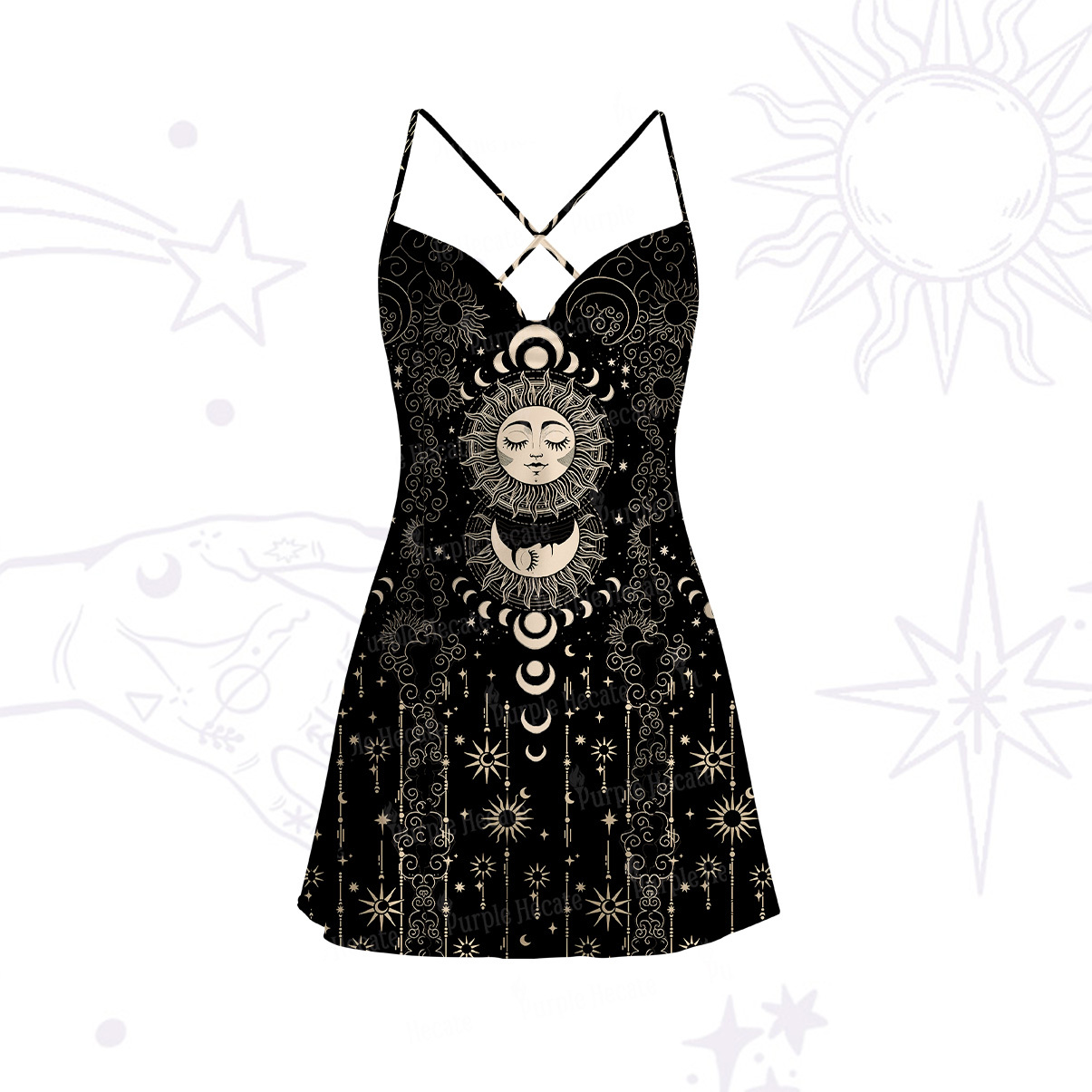 Purplehecate Lunar Eclipse Satin Cross Back Mini Dress