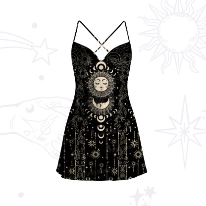 Purplehecate Lunar Eclipse Satin Cross Back Mini Dress