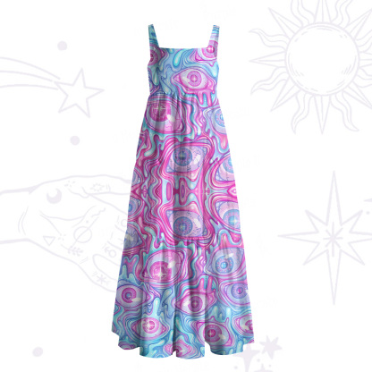 Purplehecate Pastel Flow Ocular Wide Straps Maxi Dress