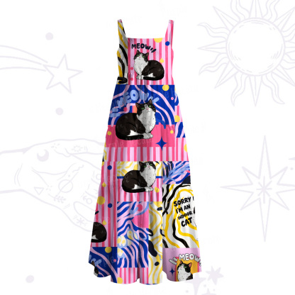 Purplehecate Sorry I Can't Go I'm an Indoor Cat Wide Straps Maxi Dress