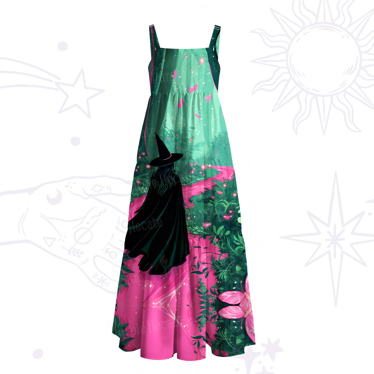 Purplehecate Witchy Forest Wide Straps Maxi Dress