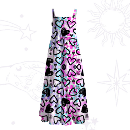 Purplehecate Heartful Magic Wide Straps Maxi Dress