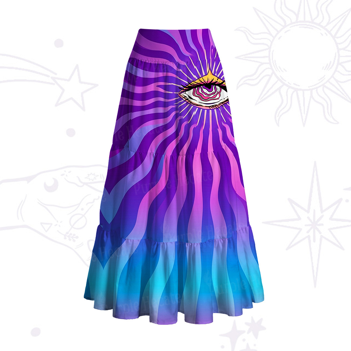 Purplehecate Sacred Eye Energy Flow Convertible Maxi Skirt