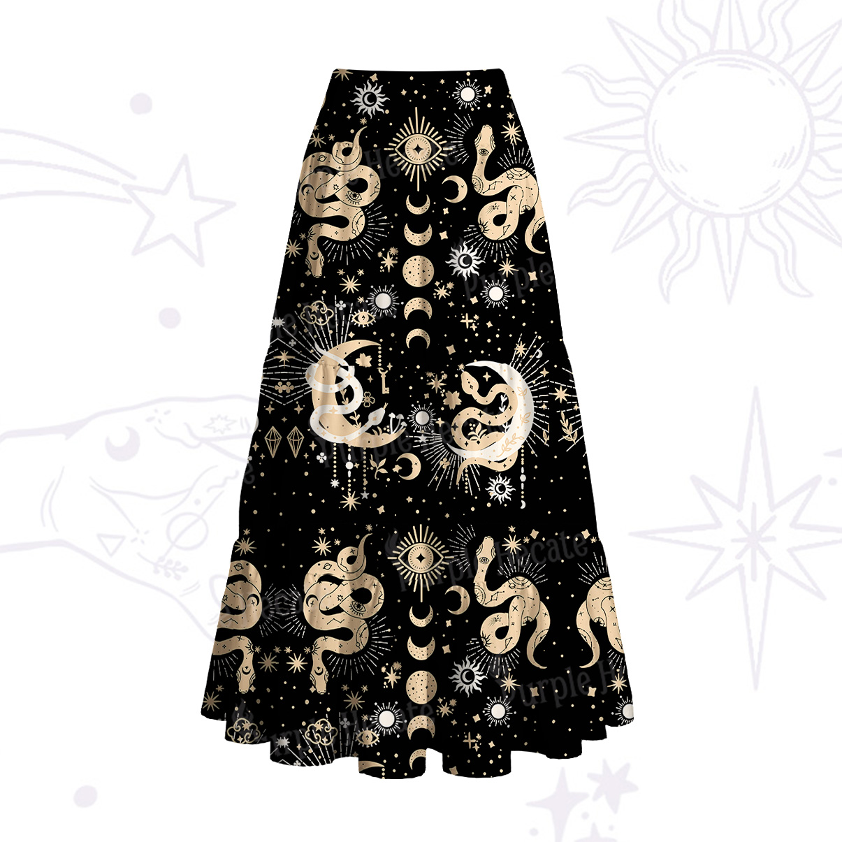 Purplehecate Divine Serpent Under the Moon Convertible Maxi Skirt