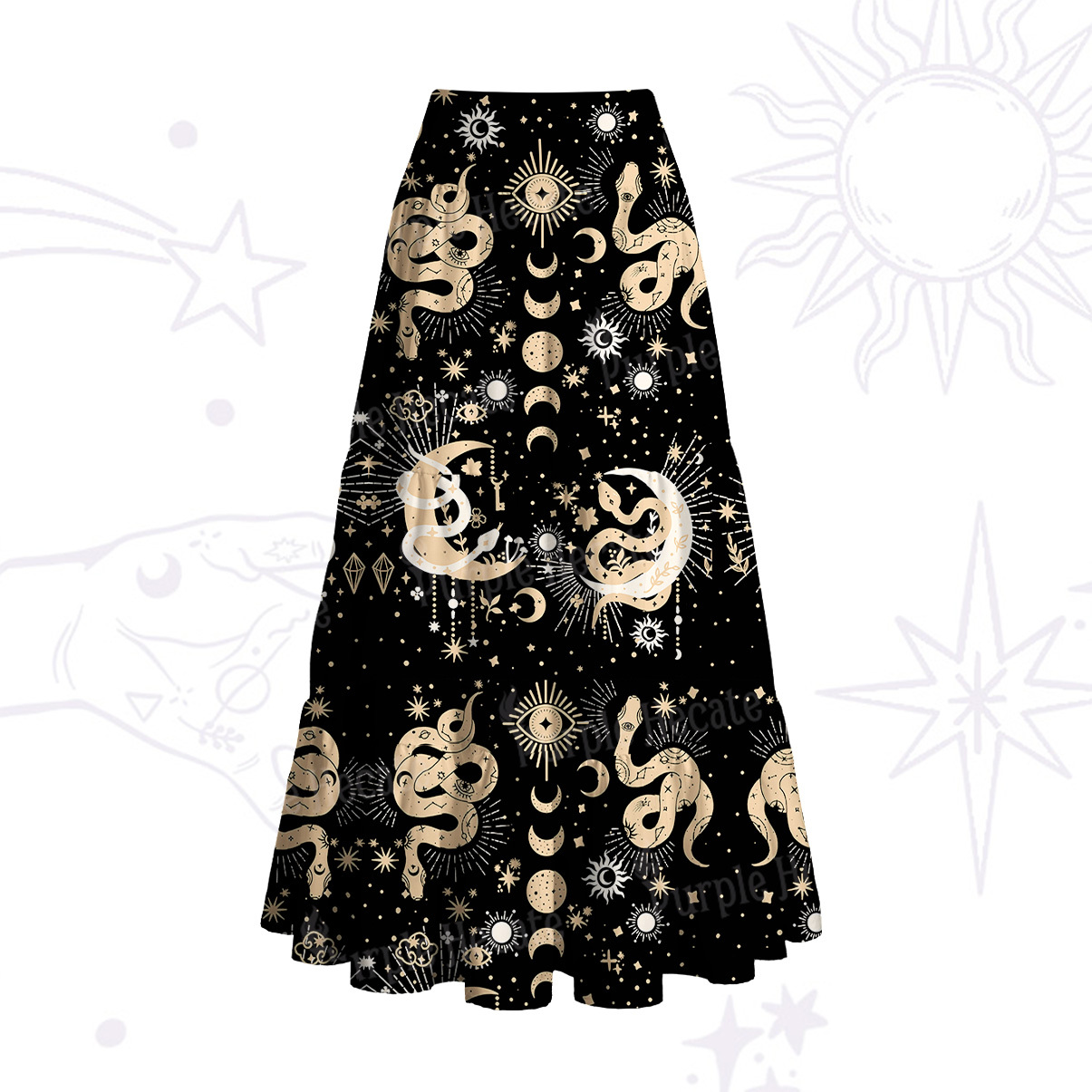 Purplehecate Divine Serpent Under the Moon Convertible Maxi Skirt