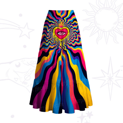 Purplehecate Trippy Rainbow Heart Eye Convertible Maxi Skirt