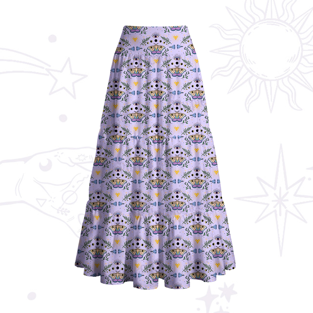 Purplehecate Luna Moth Witch Convertible Maxi Skirt
