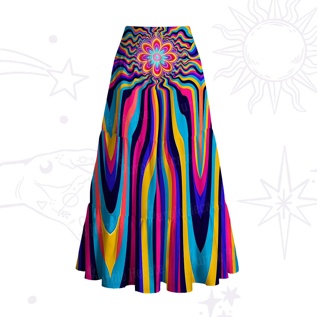 Purplehecate Psychedelic Bloom Convertible Maxi Skirt