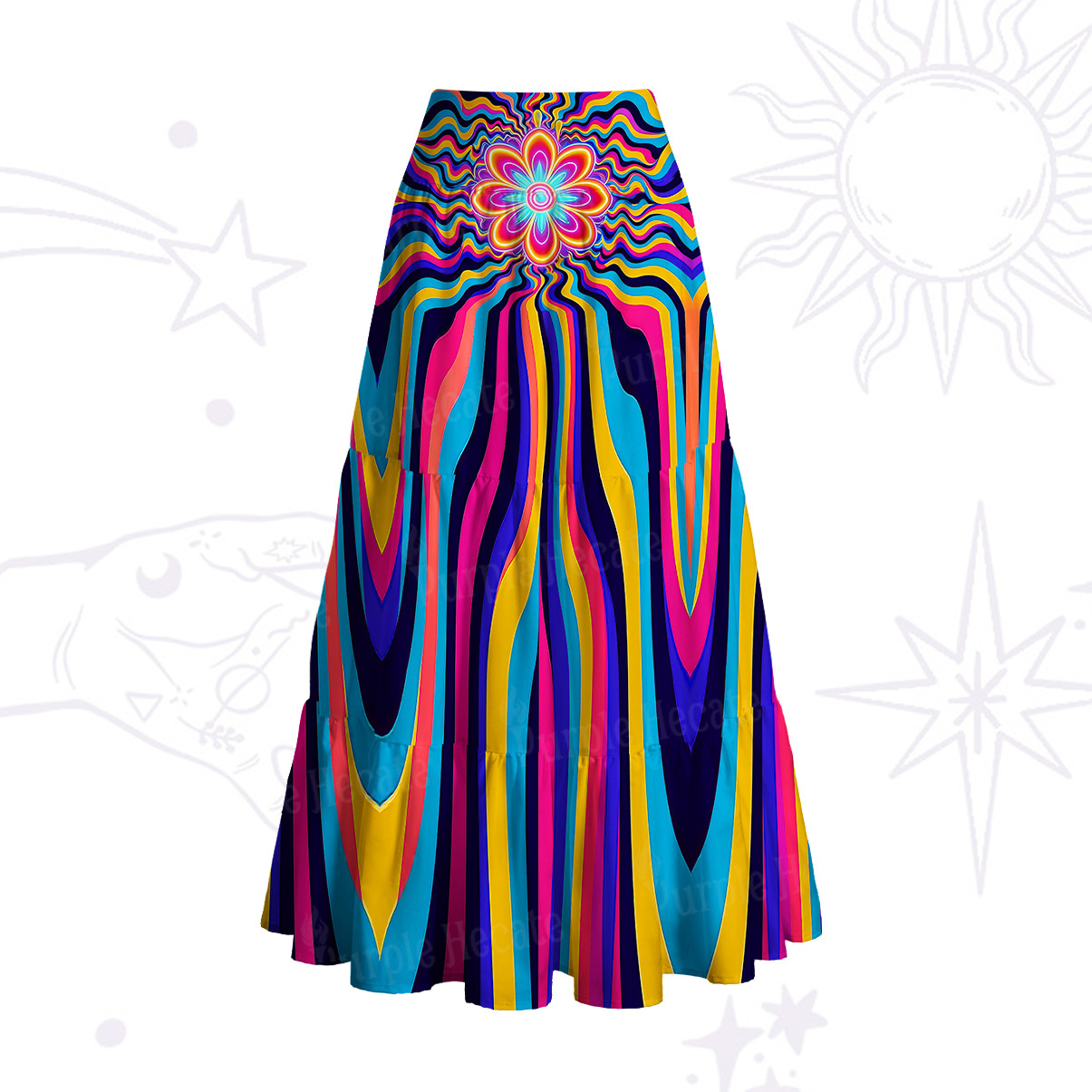 Purplehecate Psychedelic Bloom Convertible Maxi Skirt