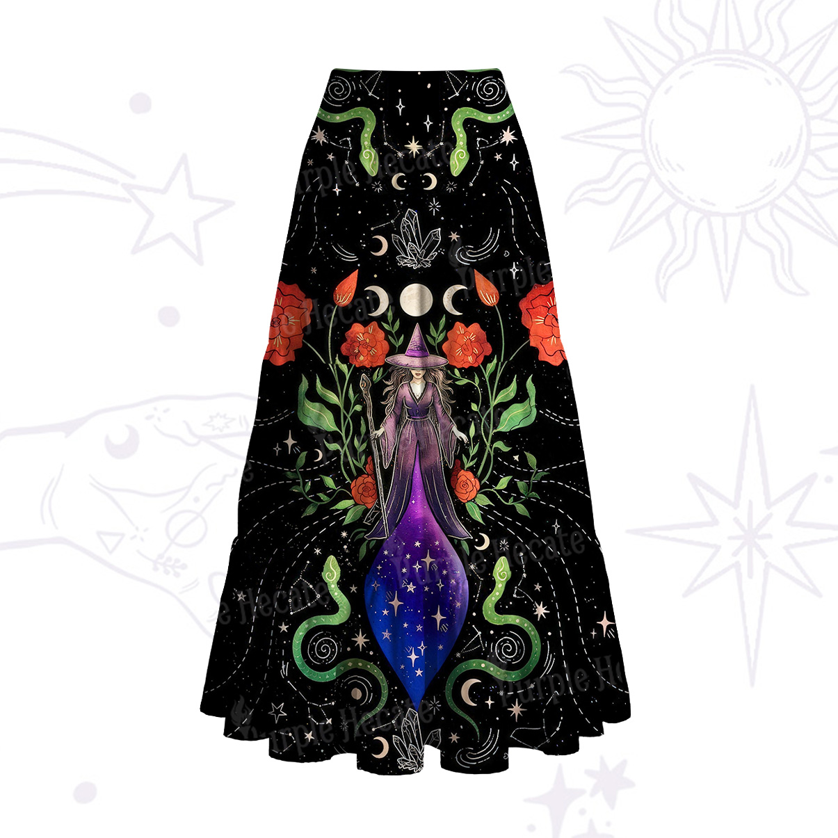 Purplehecate Moon Witch Garden Convertible Maxi Skirt