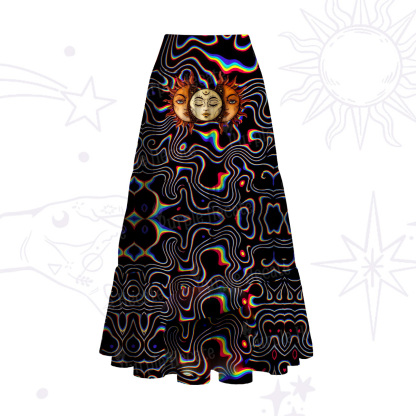 Purplehecate Psychedelic Sun and Moon Convertible Maxi Skirt