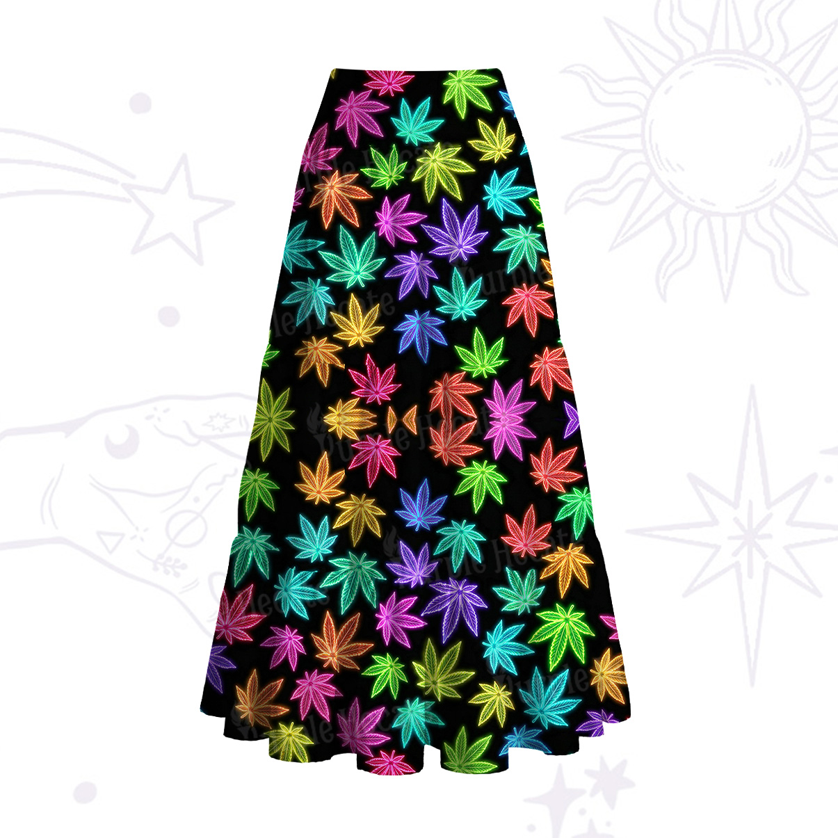 Purplehecate Trippy Weed Convertible Maxi Skirt