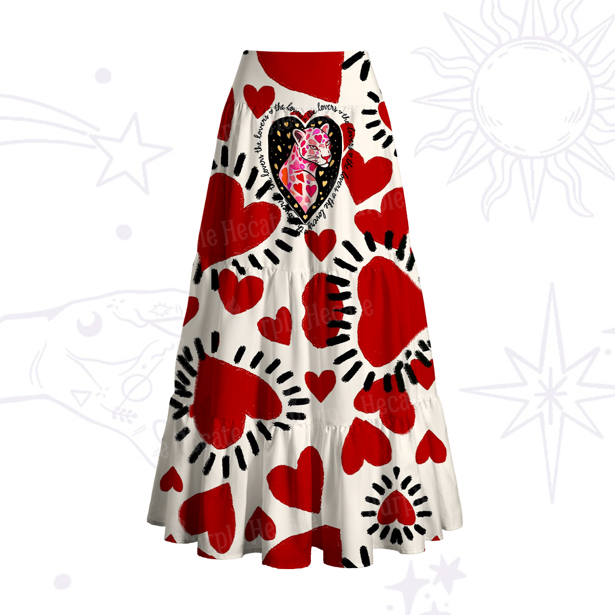 Purplehecate Wild Love Leopard Heart Convertible Maxi Skirt