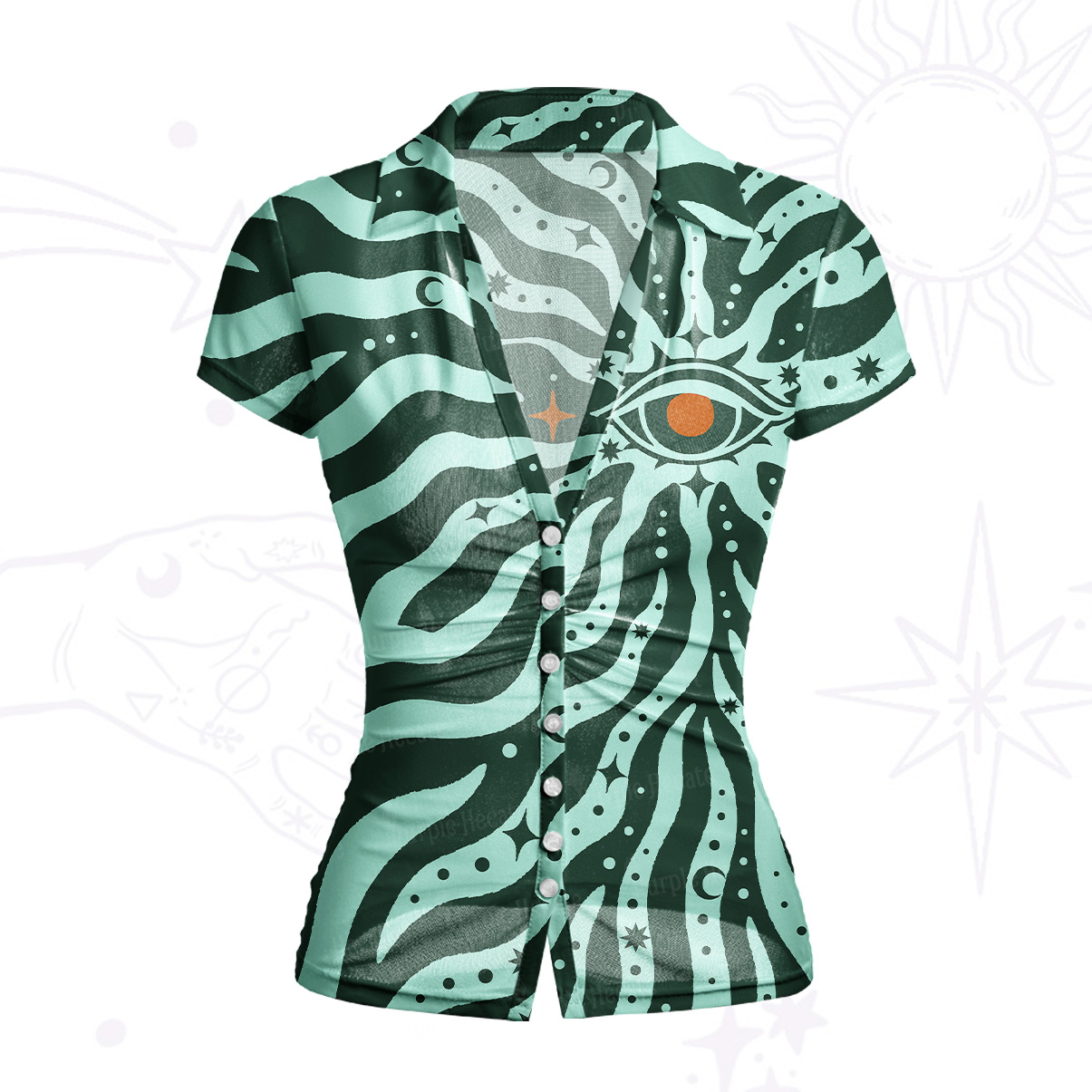 Purplehecate Green Vision Illusion Mesh Button Up Top