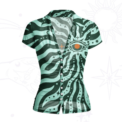 Purplehecate Green Vision Illusion Mesh Button Up Top