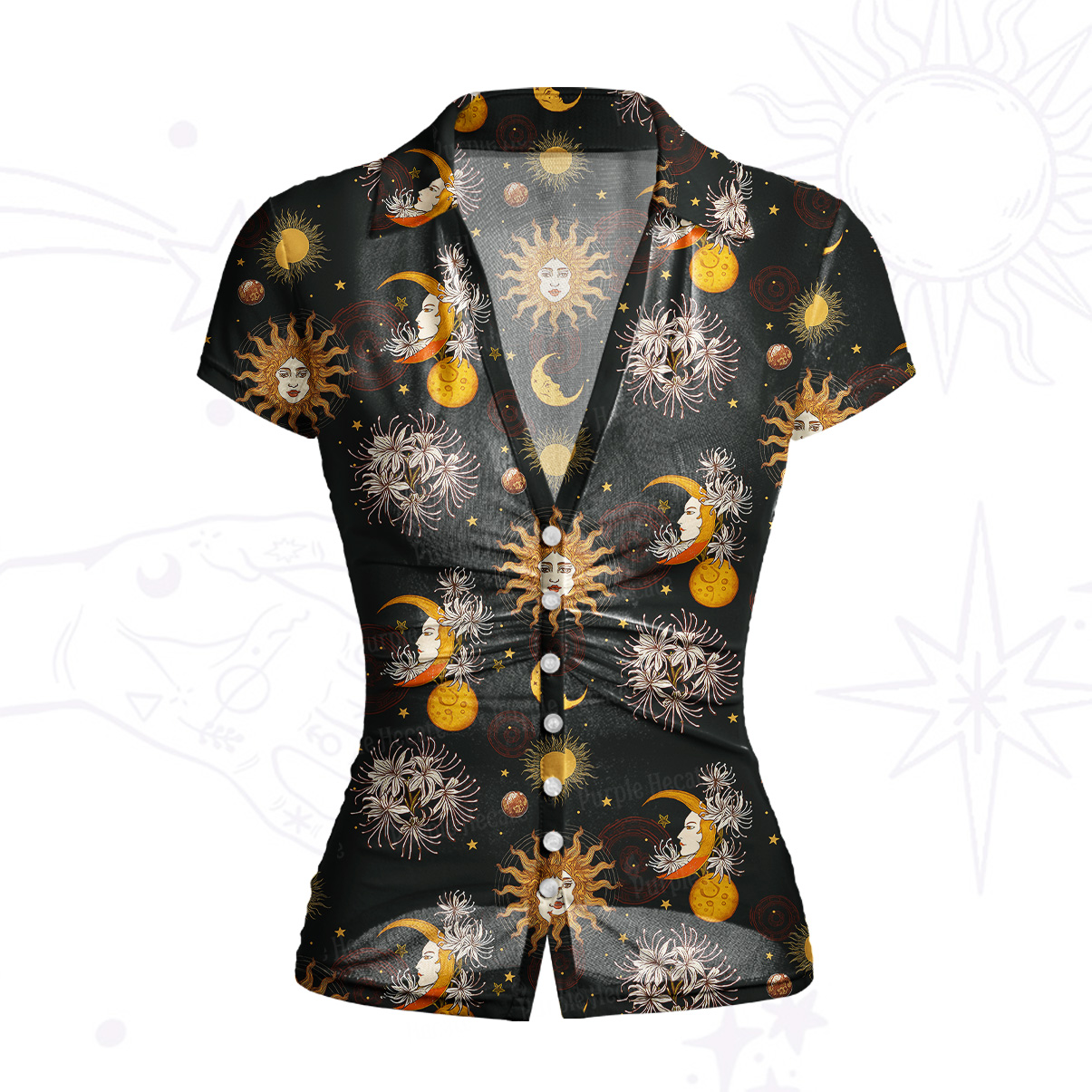 Purplehecate Stellar Symphony Mesh Button Up Shirt