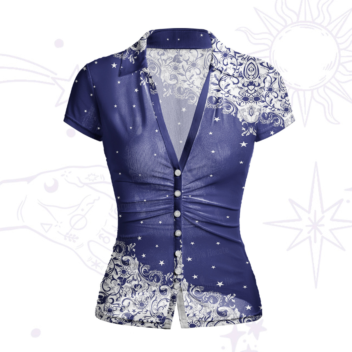Purplehecate Midnight Star Mesh Button Up Shirt