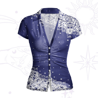 Purplehecate Midnight Star Mesh Button Up Shirt