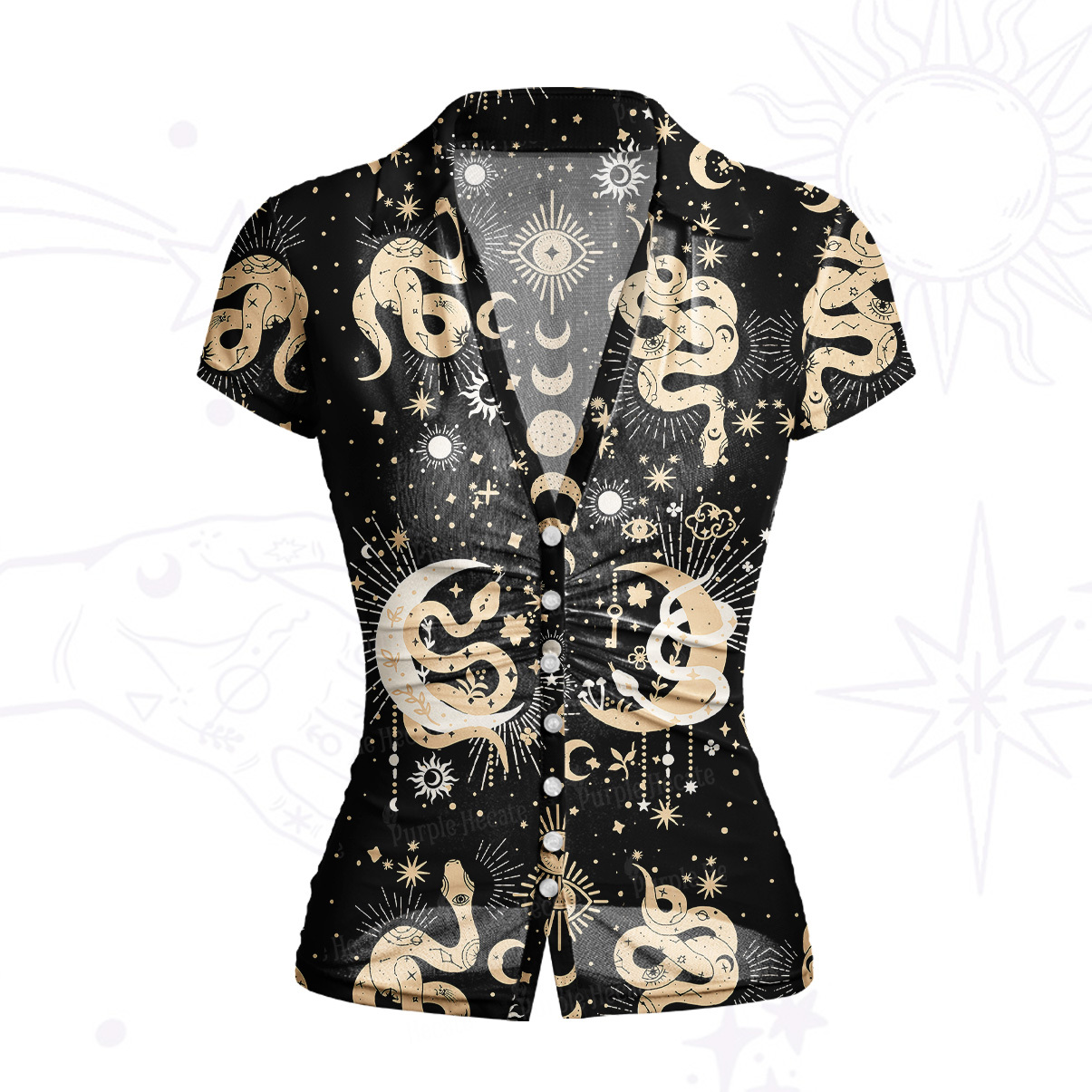 Purplehecate Divine Serpent Under the Moon Mesh Button Up Top