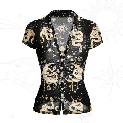 Purplehecate Divine Serpent Under the Moon Mesh Button Up Top