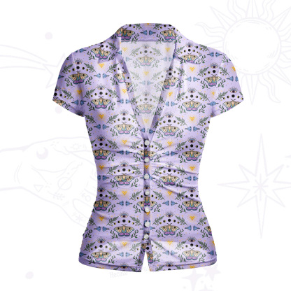 Purplehecate Luna Moth Witch Mesh Button Up Top