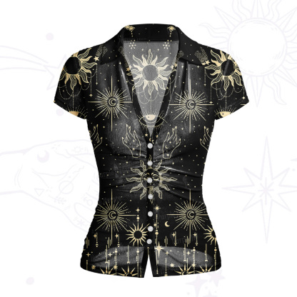 Purplehecate Solar Oracle Mesh Button Up Top