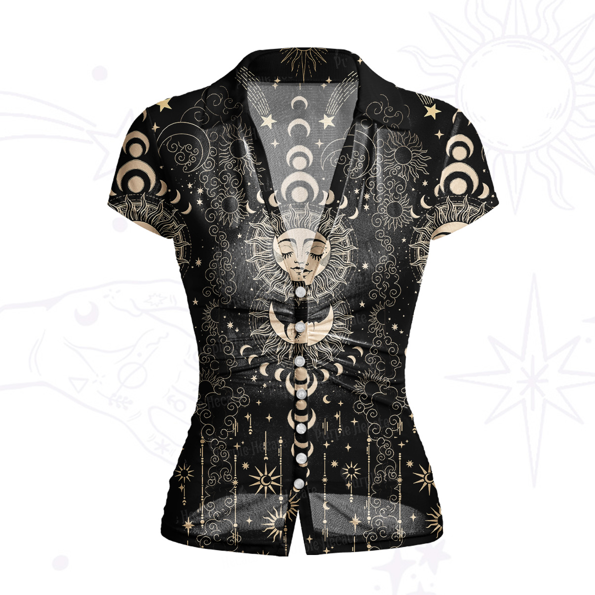 Purplehecate Lunar Eclipse Mesh Button Up Top