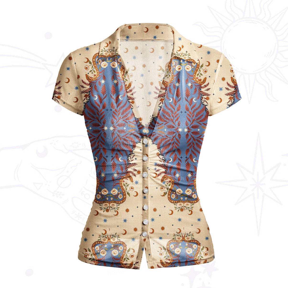 Purplehecate Celestial Ascension Mesh Button Up Shirt