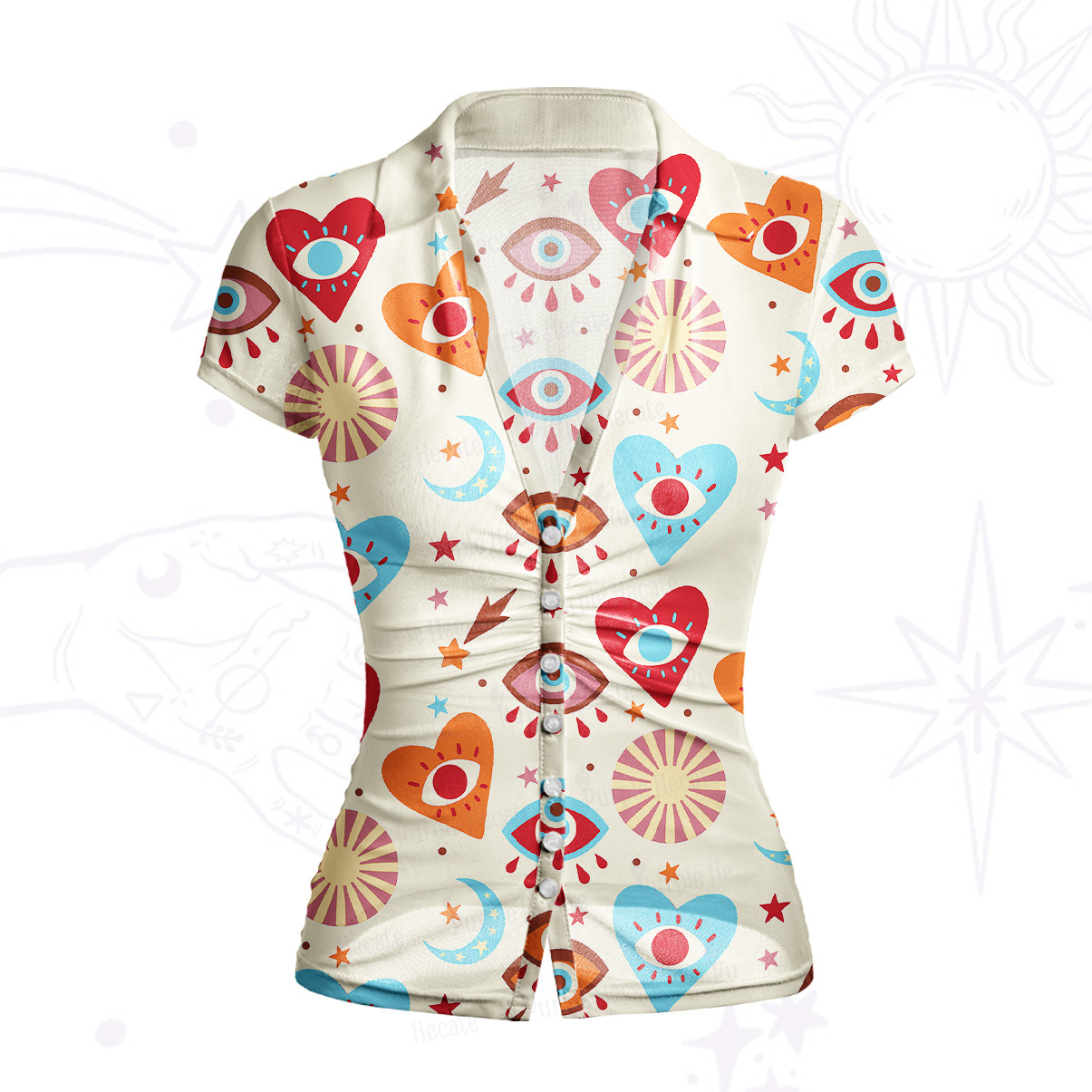 Purplehecate The Enchanted Eye of Love Mesh Button Up Shirt