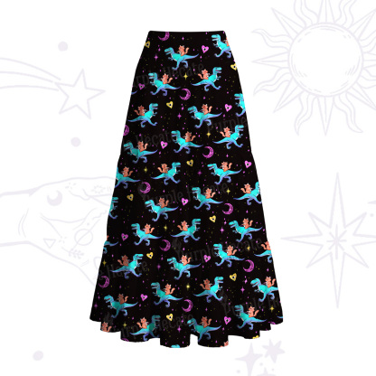 Purplehecate Witch Cat Rides the Dino Convertible Maxi Skirt