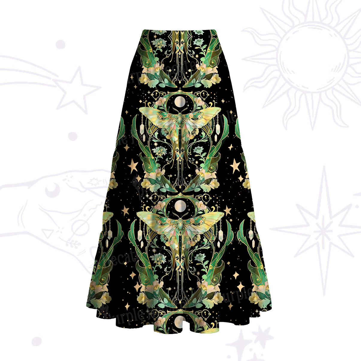 Purplehecate Moon Moth Rave Convertible Maxi Skirt