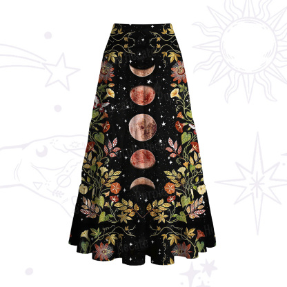 Purplehecate Moon Phase Floral Convertible Maxi Skirt