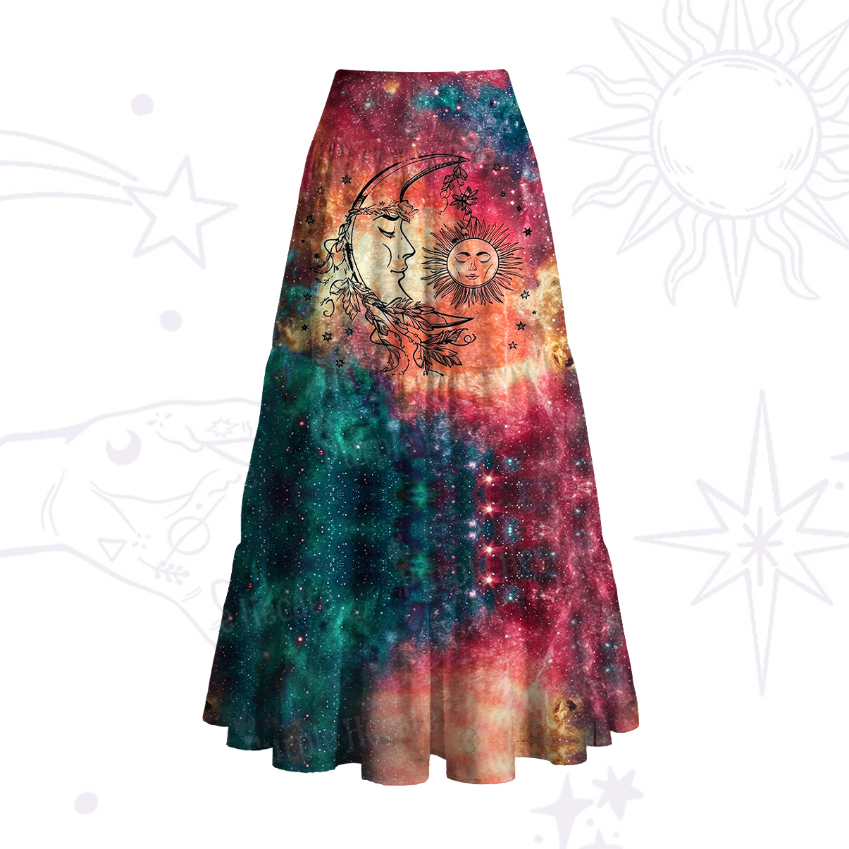 Purplehecate Sun Moon Dreams Convertible Maxi Skirt