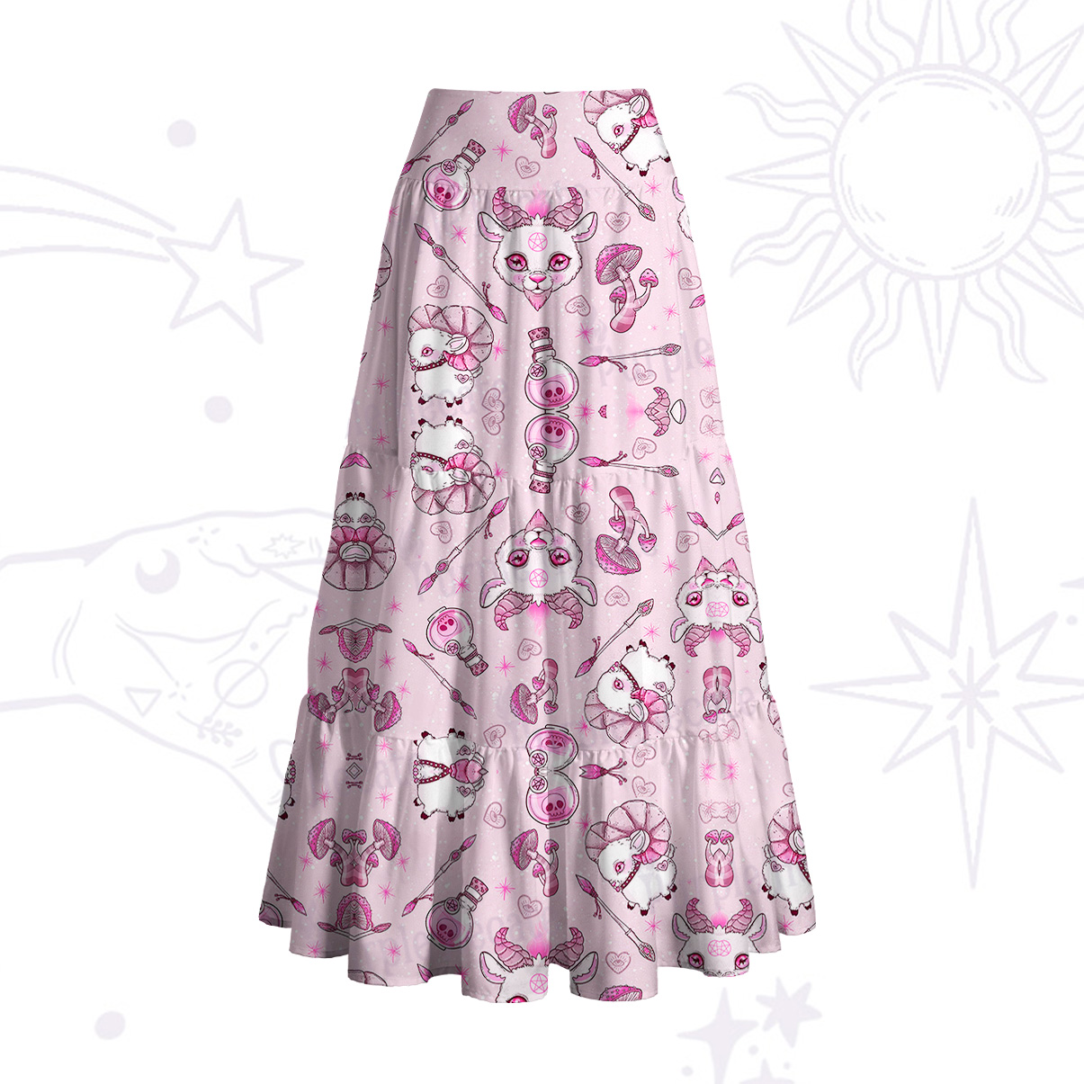 Purplehecate Pastel Occult Goat Convertible Maxi Skirt