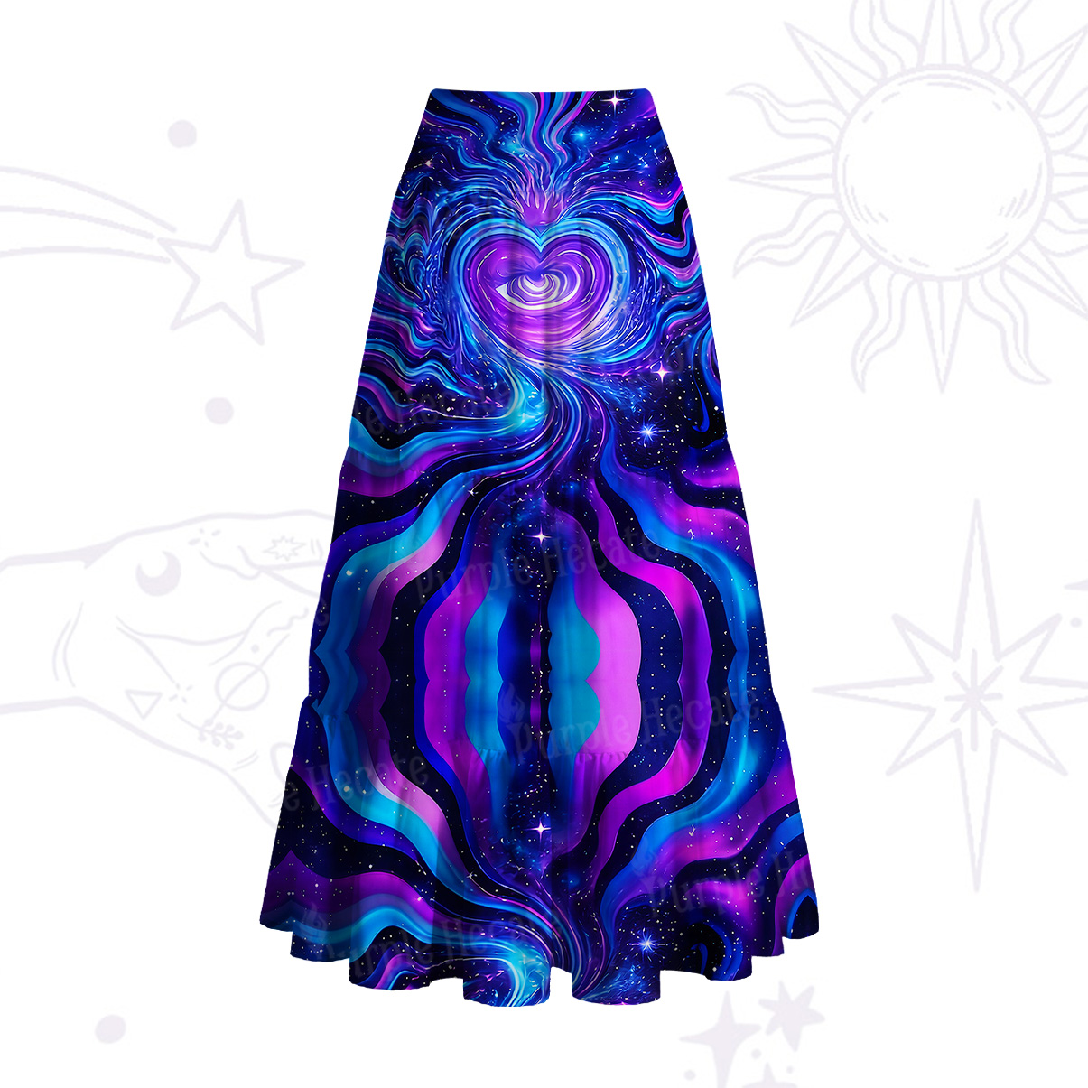 Purplehecate Cosmic Heart Convertible Maxi Skirt