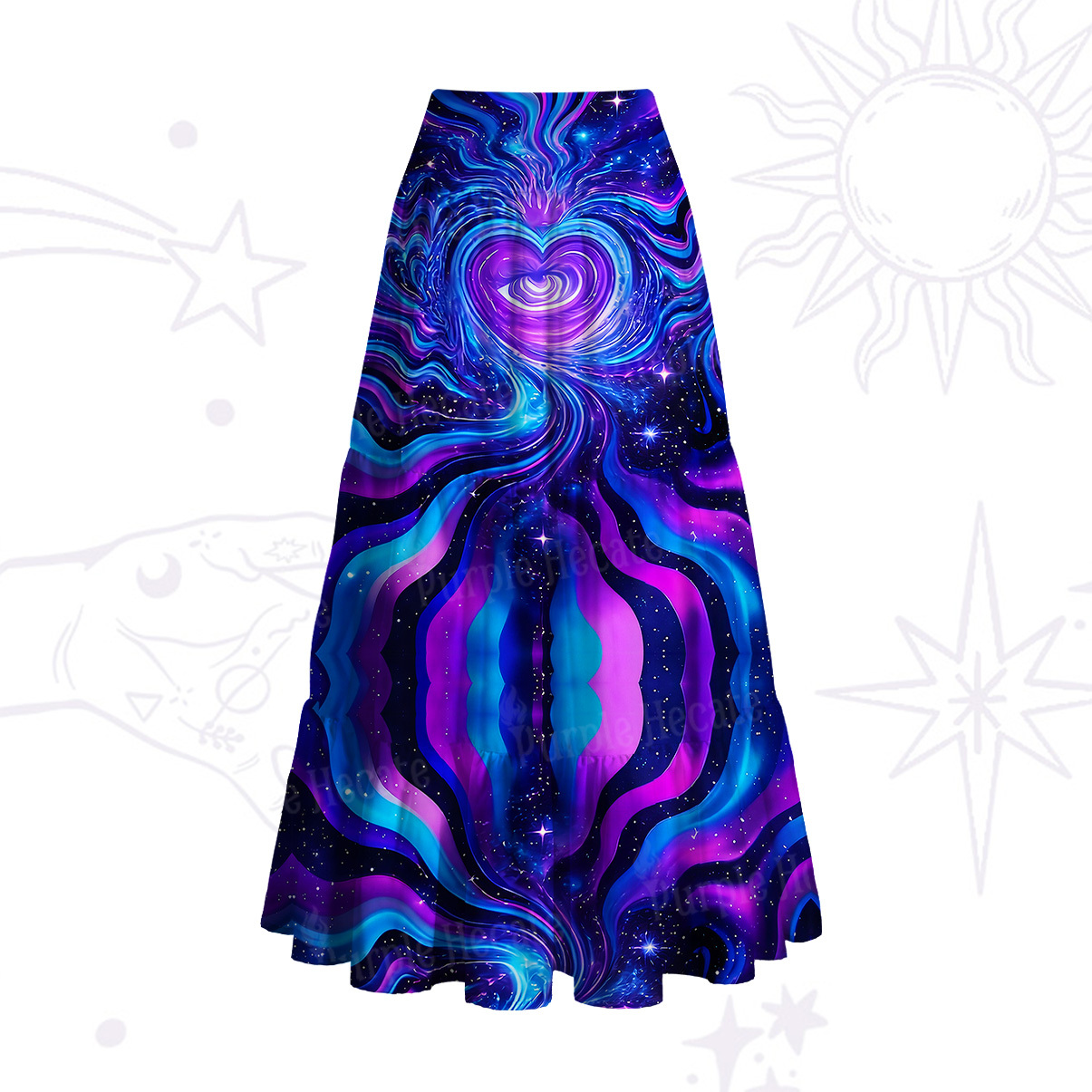 Purplehecate Cosmic Heart Convertible Maxi Skirt