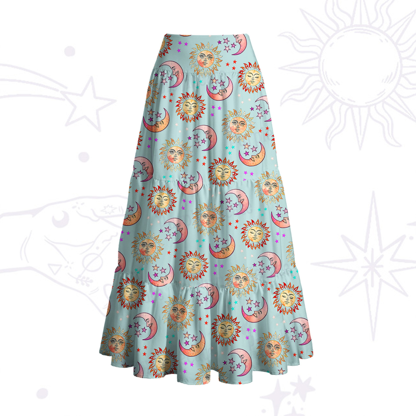Purplehecate Dancing Suns and Lunar Dreams Convertible Maxi Skirt